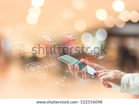 Omni-channel marketing via cloud computing network on mobile smartphone app for digital shopping lifestyle people for Black Friday and Cyber Monday online shopping on e-commerce marketplace concept