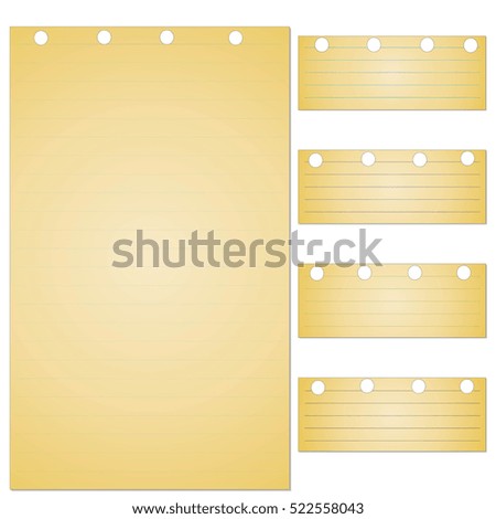 Collection of various white note papers, ready for your message. Vector illustration.