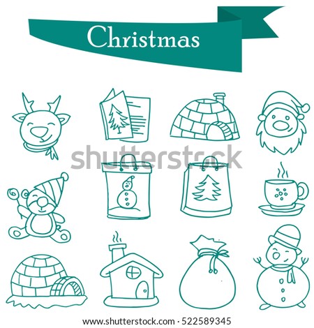 Object Christmas set icons of illustration