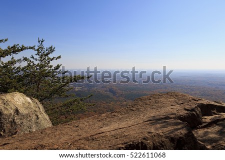 Crowders Mountain State Park in North Carolina during the fall, view from the Backside Trail Royalty-Free Stock Photo #522611068