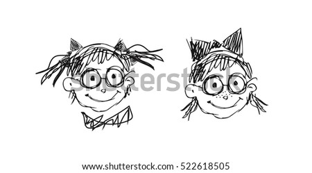 girl schoolgirl with bows in the glasses