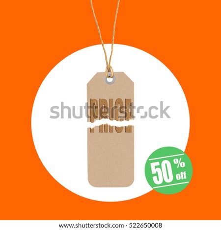 Shopping sales tag concept with percent discount isolated on white