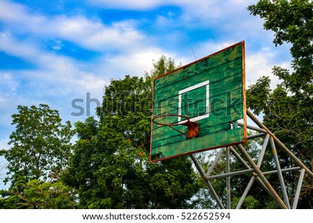 Old basketball hoop in the countryside