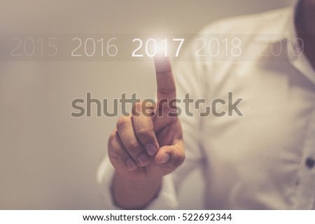 Businessman welcome year 2017. Business new year card concept / soft focus picture / Vintage concept