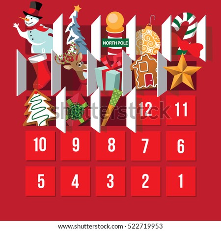 Countdown to Christmas Advent Calendar. Day 13. EPS 10 vector.