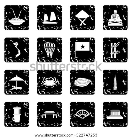 Vietnam icons set in simple style isolated vector illustration