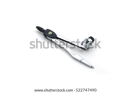 Drawing compass on white background