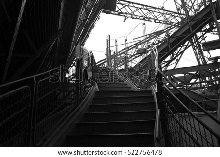 View of the stairs of the Eiffel tower (Paris, France)