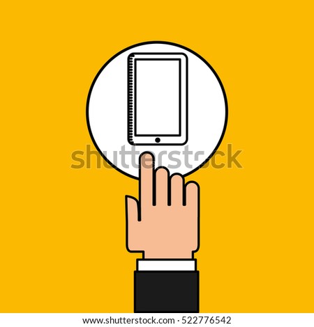 hand touch laptop web cellphone vector illustration eps 10