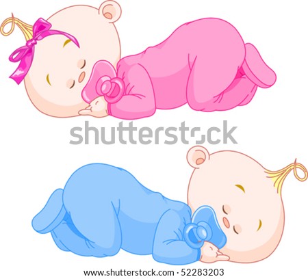 Two charming little twins sleep in pajamas