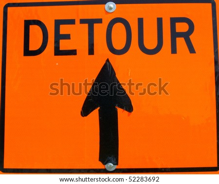 Orange detour sign