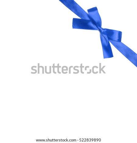 Blue ribbon bow on a white background