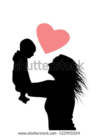 silhouette of mother and baby. Happy Mother's Day. Vector