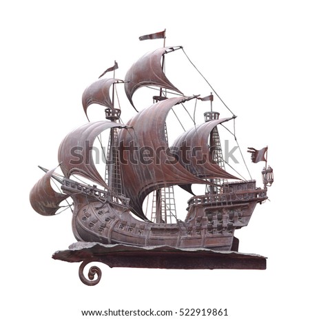 old style pirate ship isolated on white