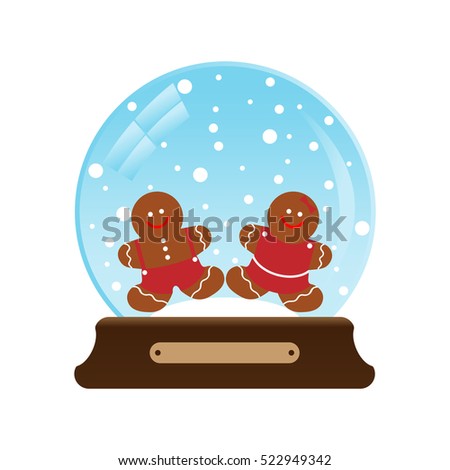 Vector illustration of a snow globe with Christmas cookies