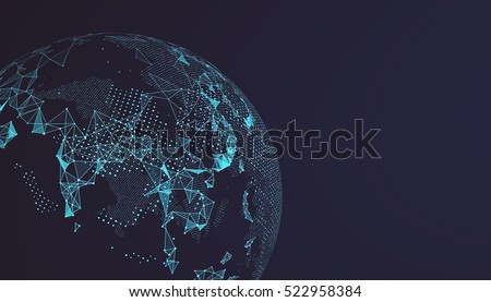 World map point, line, composition, representing the global, Global network connection,international meaning. Royalty-Free Stock Photo #522958384