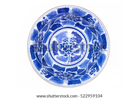 pottery porcelain on white background Royalty-Free Stock Photo #522959104
