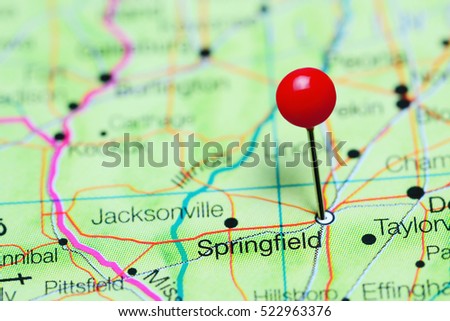 Springfield pinned on a map of Illinois, USA
