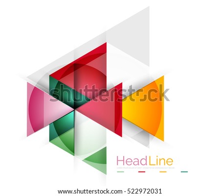 Colorful triangles on white background. Modern geometric banner template with copyspace