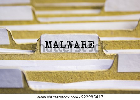 Malware word on card index paper