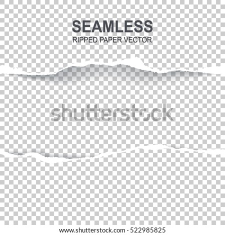 Seamless ripped paper and transparent background with space for text,  vector art and illustration. Royalty-Free Stock Photo #522985825