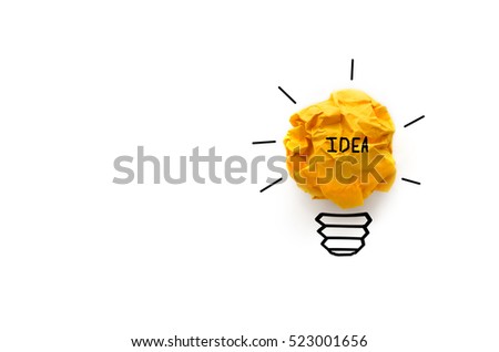 creative idea.Concept idea and innovation with paper light bulb on white background