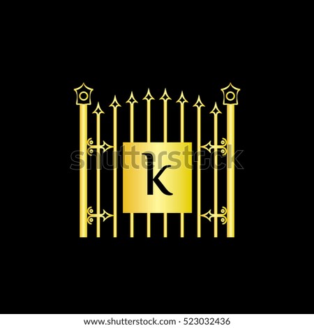 K letter decorative fence golden vector monogram,  logo, sign symbol icon