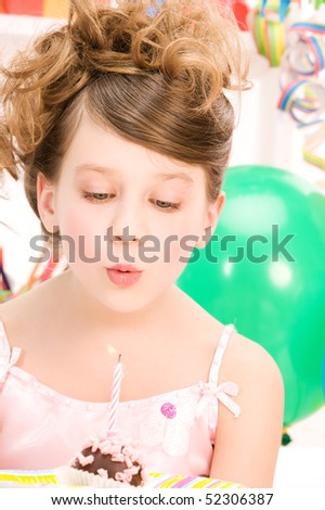 picture of happy party girl with cake