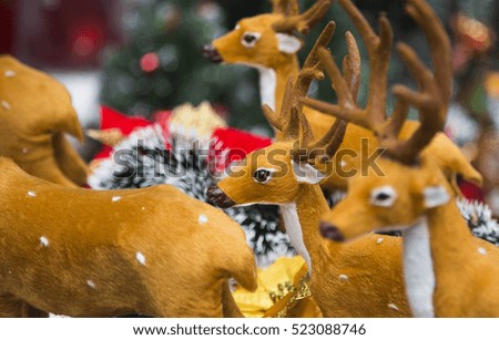 Close up of made in China reindeer toy in time of Christmas holiday. 