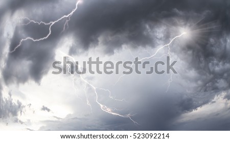 Storm and bad weather scenic natural phenomena in the cloud colorful combinations of colors and shades - in the rain, lightning, clouds and fog during the hurricane and cyclone