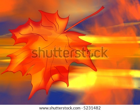 Autumn fire. A leaf of a maple
