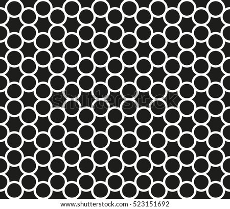 Seamless background with doodle circles, vector abstraction illustration. Abstract geometric vector background. Black and white seamless texture