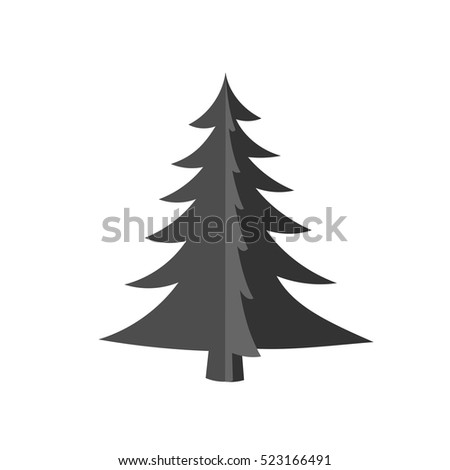 Christmas tree, vector illustration. Green silhouette decoration sign, isolated on white background. Flat design. Symbol of holiday, Christmas, New Year celebration.