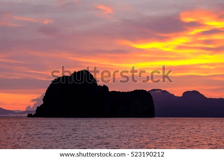 Light before  sunrise at Koh(island) Ngai,Trang Province,Thailand.