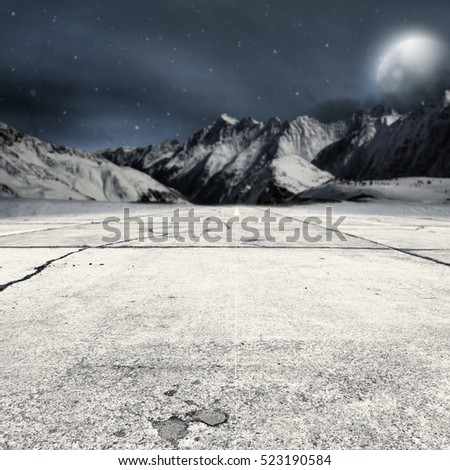 winter road and night 