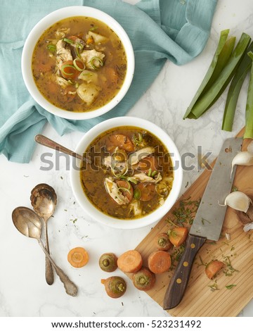 Turkey or Chicken Soup with Wild Rice and Vegetables