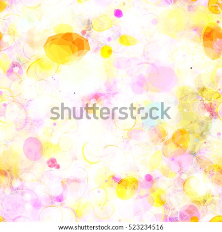 Light, yellow and purple seamless background texture. Glow pattern with watercolor, blur and bokeh effect.