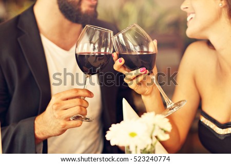 Picture of romantic couple dating in restaurant