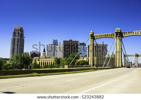 Minneapolis Skyline and Hennepin Bridge