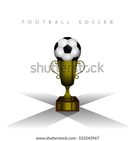 Isolated golden trophy and a soccer ball, Vector illustration