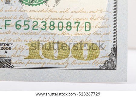 Macro close up of the US dollar bill.