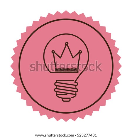 stamp silhouette light bulb flat icon with crown inside