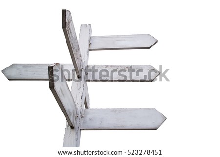 Empty wooden signpost with six arrows - with clipping path