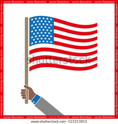 USA flag in hand icon vector EPS 10, abstract sign flat design,  illustration modern isolated badge for website or app - stock info graphics