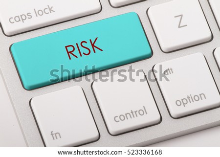 Risk word written on computer keyboard.   