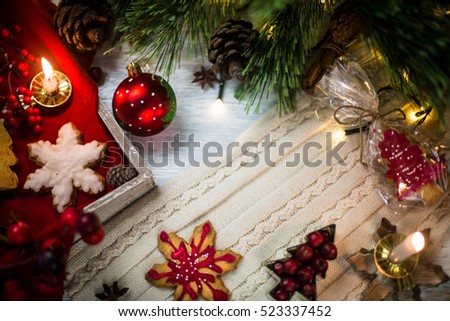 Christmas greeting card background in red and white
