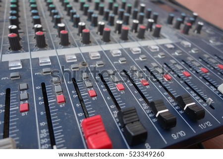Controls of audio mixing console