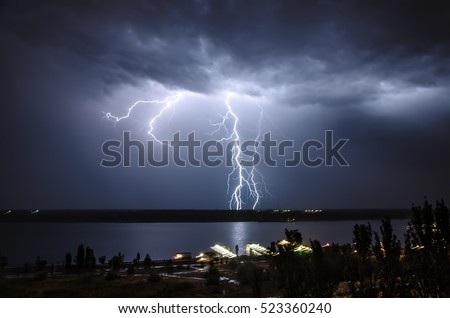 Lightning over the river