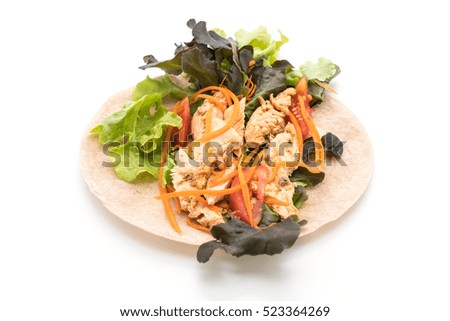 wrap salad roll on white background