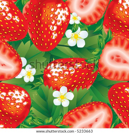 Vector seamless pattern of fresh red strawberry